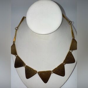 Pretty studio artisan vintage mid century modernist  Indian brass Necklace.